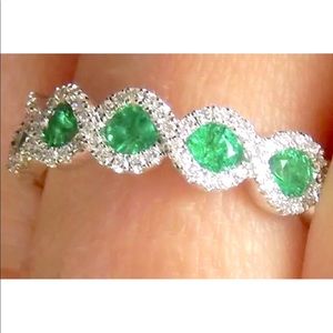 Emerald & White Sapphire Infinity Ring
